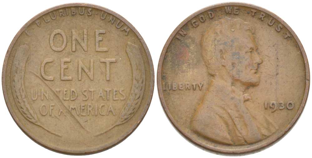 США 1 ЦЕНТ 1930 ЛИНКОЛЬН KM 132 бронза 218-347