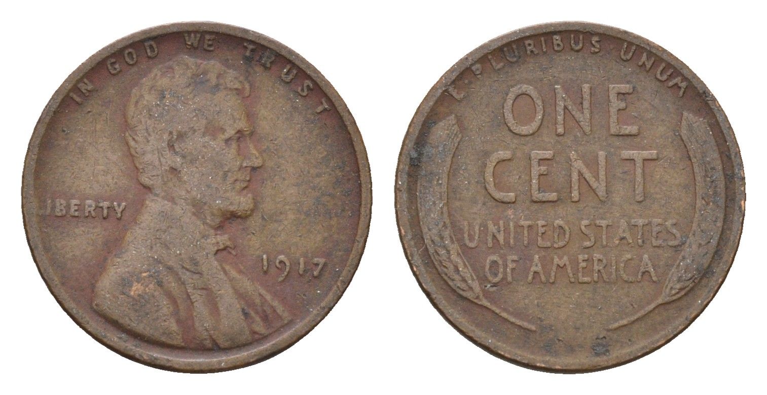 США 1 цент 1917 KM 132 бронза 4674-819