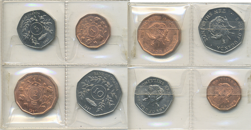 Уганда набор из 4 монет 1987 KM 27, 28, 29, 30 UNC 00-00