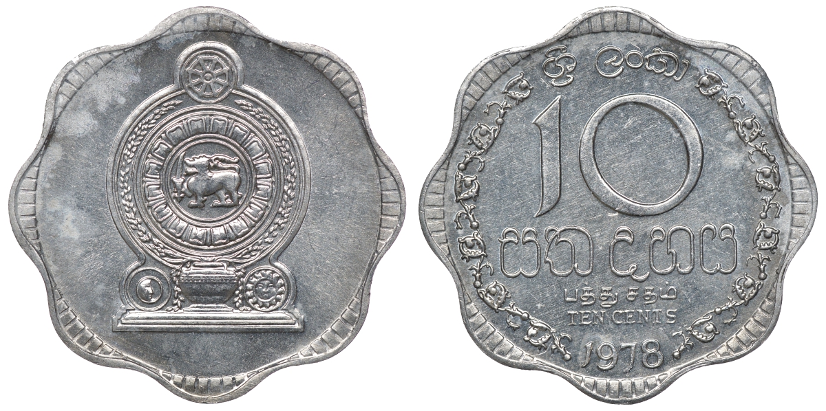 Шри-Ланка 10 центов 1978 KM 140 a алюминий 4118-357
