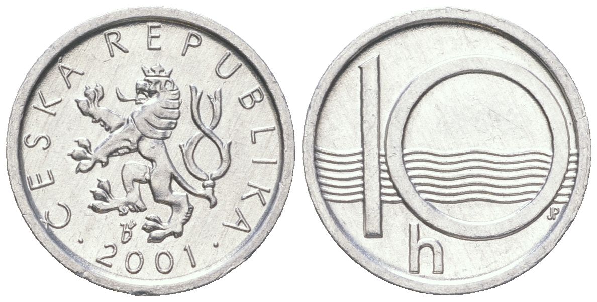 Чехия 10 геллеров 2001 KM 6 алюминий aUNC 192-619