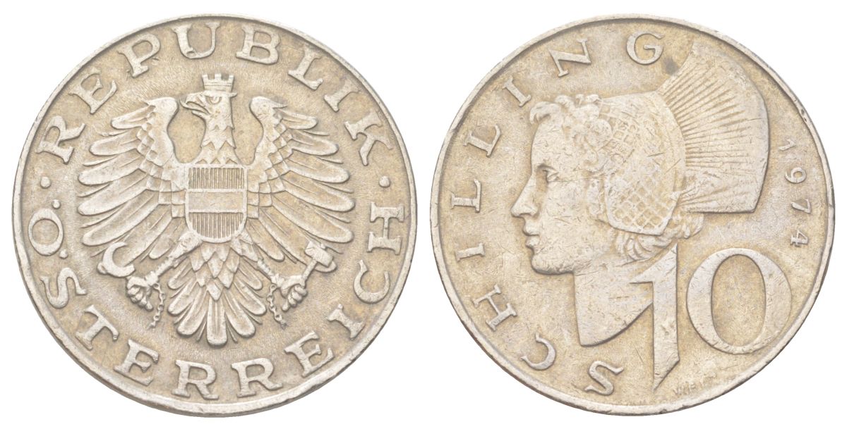 Австрия 10 шиллингов 1974 KM 2918 медно-никель 4624-416