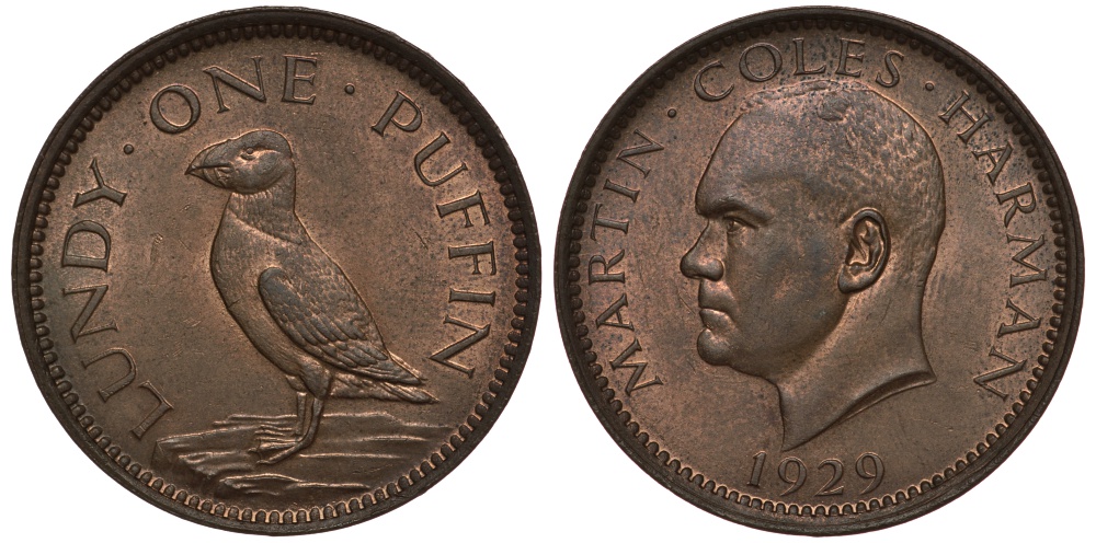 Остров Ланди 1 паффин 1929 Мартин Колес Харман KM Tn 2, Seaby 7850 бронза UNC 1525-833