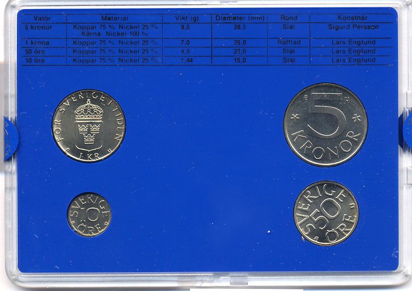 Швеция набор монетного двора из 4 монет 1985 в пластике, Карл XVI Густав (1973- ) KM MS35 UNC 4-3-7-137