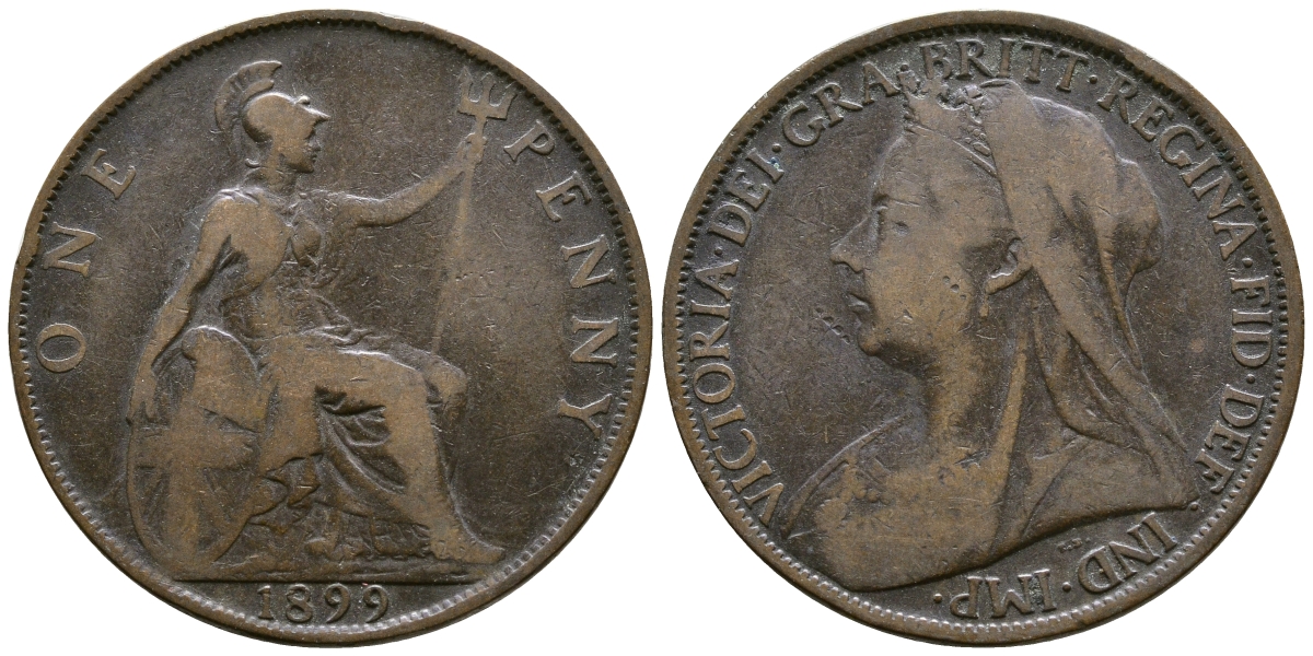 Великобритания 1 пенни 1899 Виктория (1837-1901) KM 790, Spink 3961 бронза 08-624