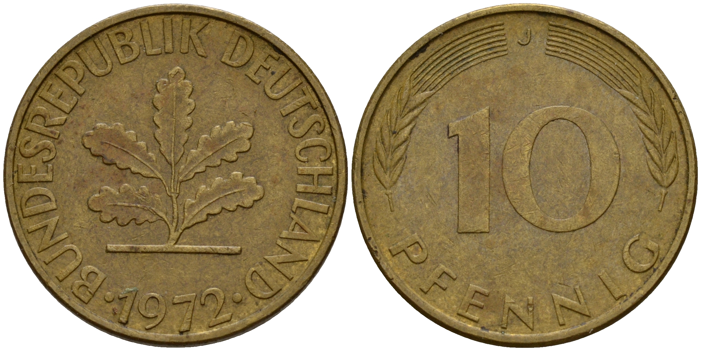 ФРГ 10 пфеннигов 1972 J J. 383, KM 108 сталь плакированная латунью    4603-415