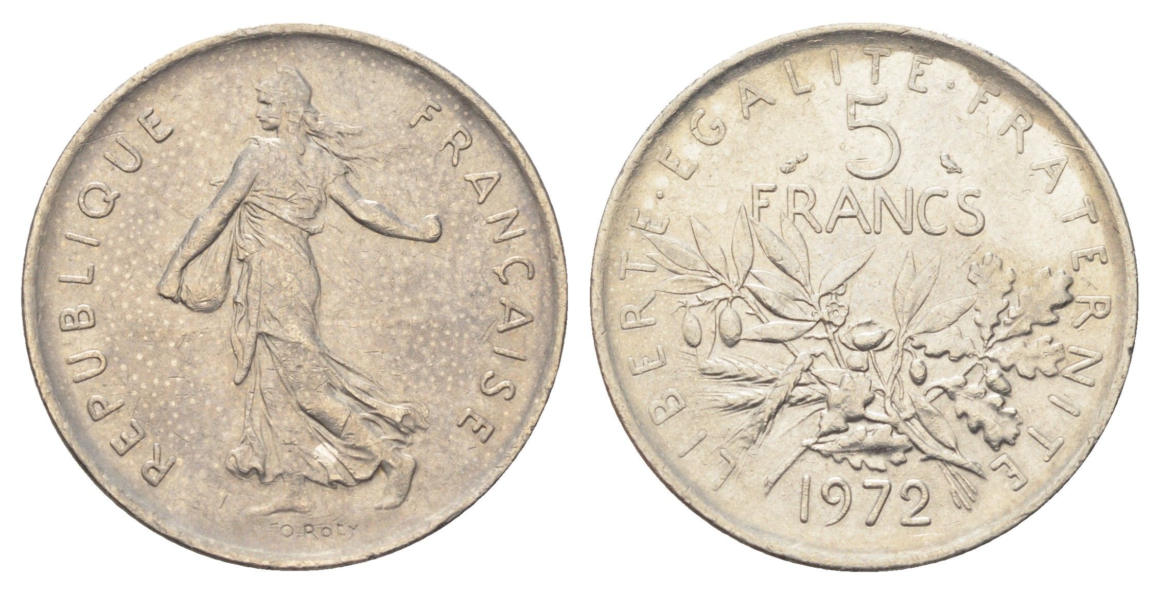 Франция 5 франков 1972 сеятель KM 926a.1, Le Franc 341.4 медно-никель плакированный никелем 4692-1111