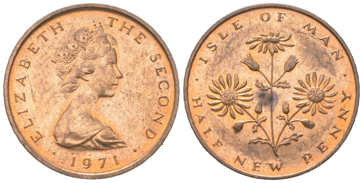 Остров Мэн 1/2 пенни 1971 KM 19 бронза UNC 4611-442