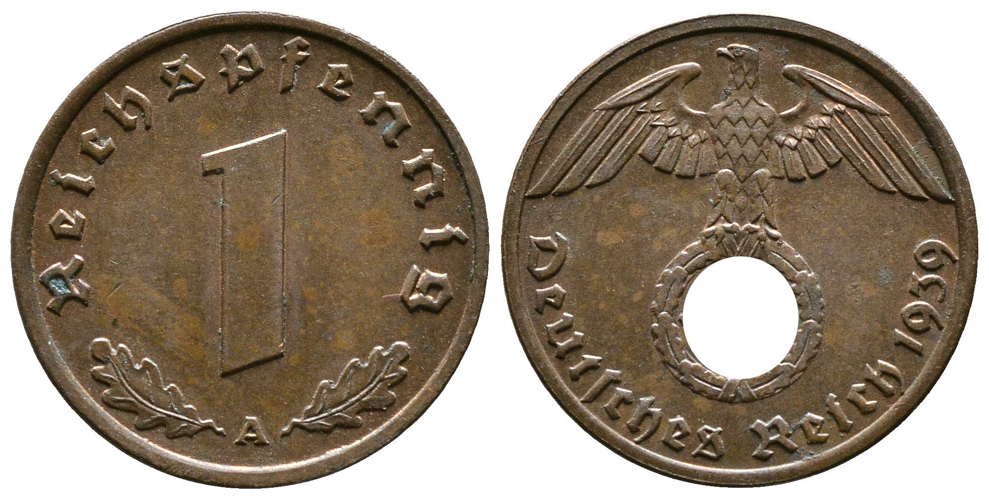 Германия 1 рейхспфенниг 1939 A KM 89, J. 361 бронза    220-369