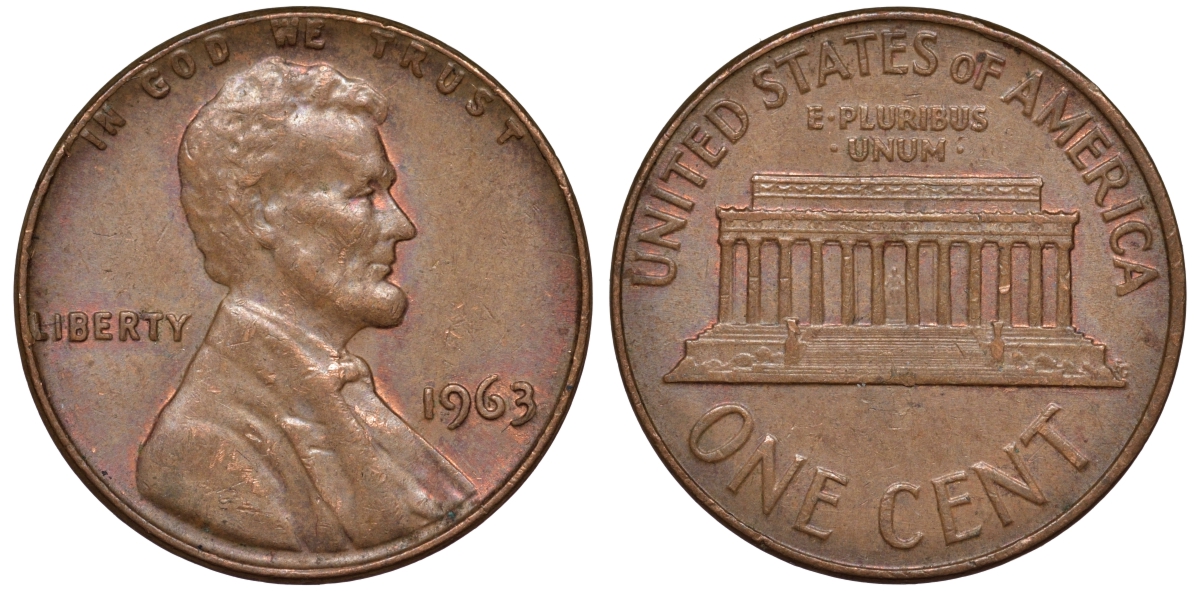 США 1 цент 1963 KM 201 медь цинк 4532-257