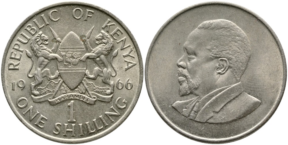 Кения 1 шиллинг 1966 Джомо Кениата KM 5 медно-никель 4529-951