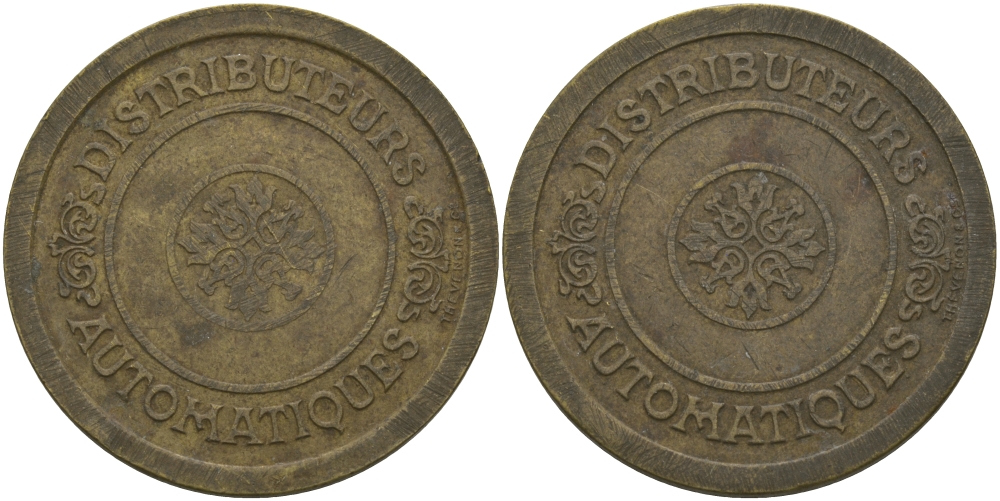 ФРАНЦИЯ ЖЕТОН ND ТОРГОВЫЕ АВТОМАТЫ, THEVENON @ Co, ДИАМЕТР 30 ММ. латунь 97-742