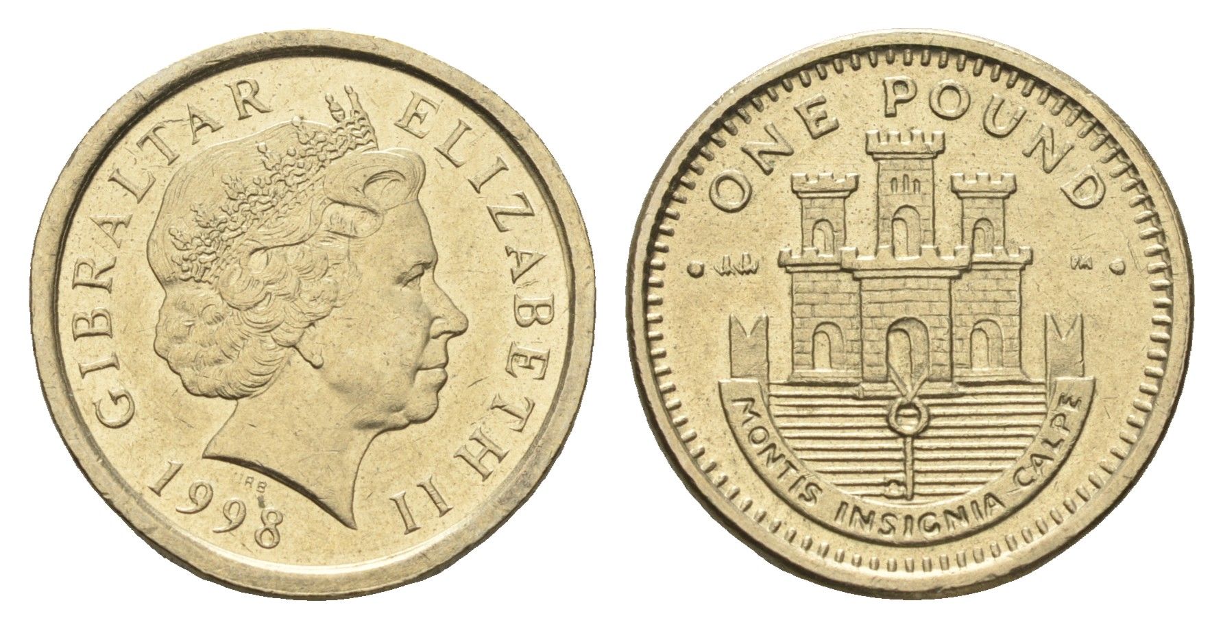 Гибралтар 1 фунт 1998 KM 869 никель латунь UNC 4666-344