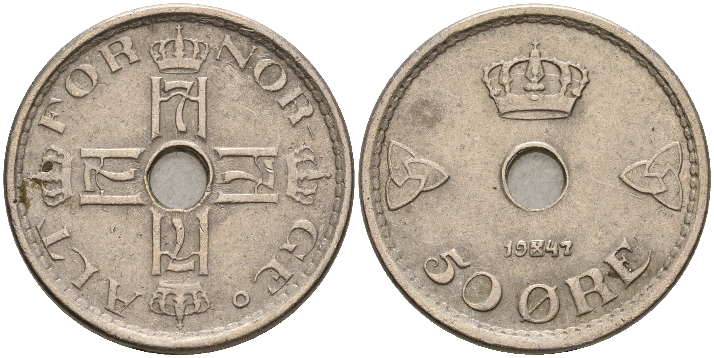 Норвегия 50 эре 1947 Хокон VII (1905-1957) KM 386 медно-никель 4606-711