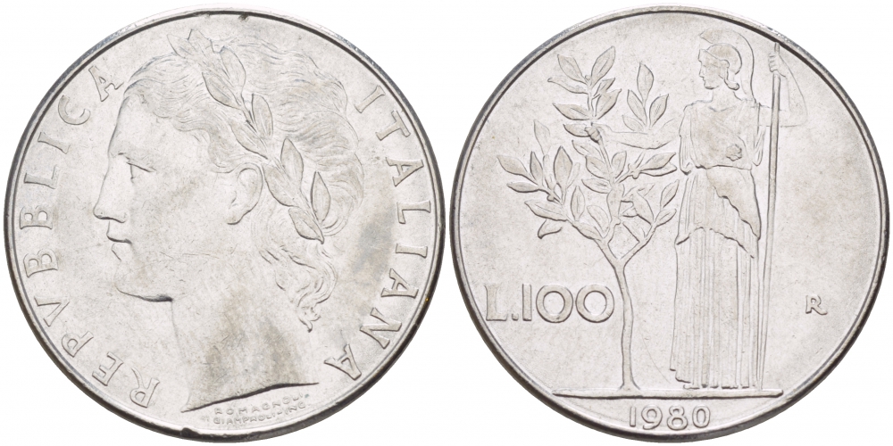 ИТАЛИЯ 100 ЛИР 1980 KM 96.1 сталь 51-1444