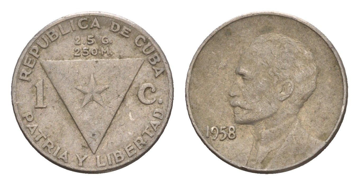Куба 1 сентаво 1958 Хосе Марти KM 30 медно-никель 4655-859