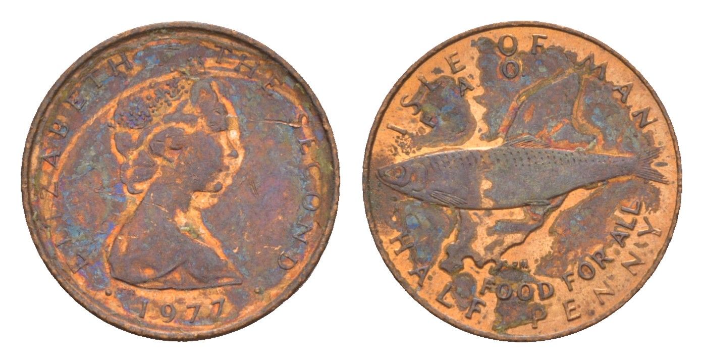 Остров Мэн 1/2 пенни 1977 ФАО - еда для всех KM 40 бронза 4655-927