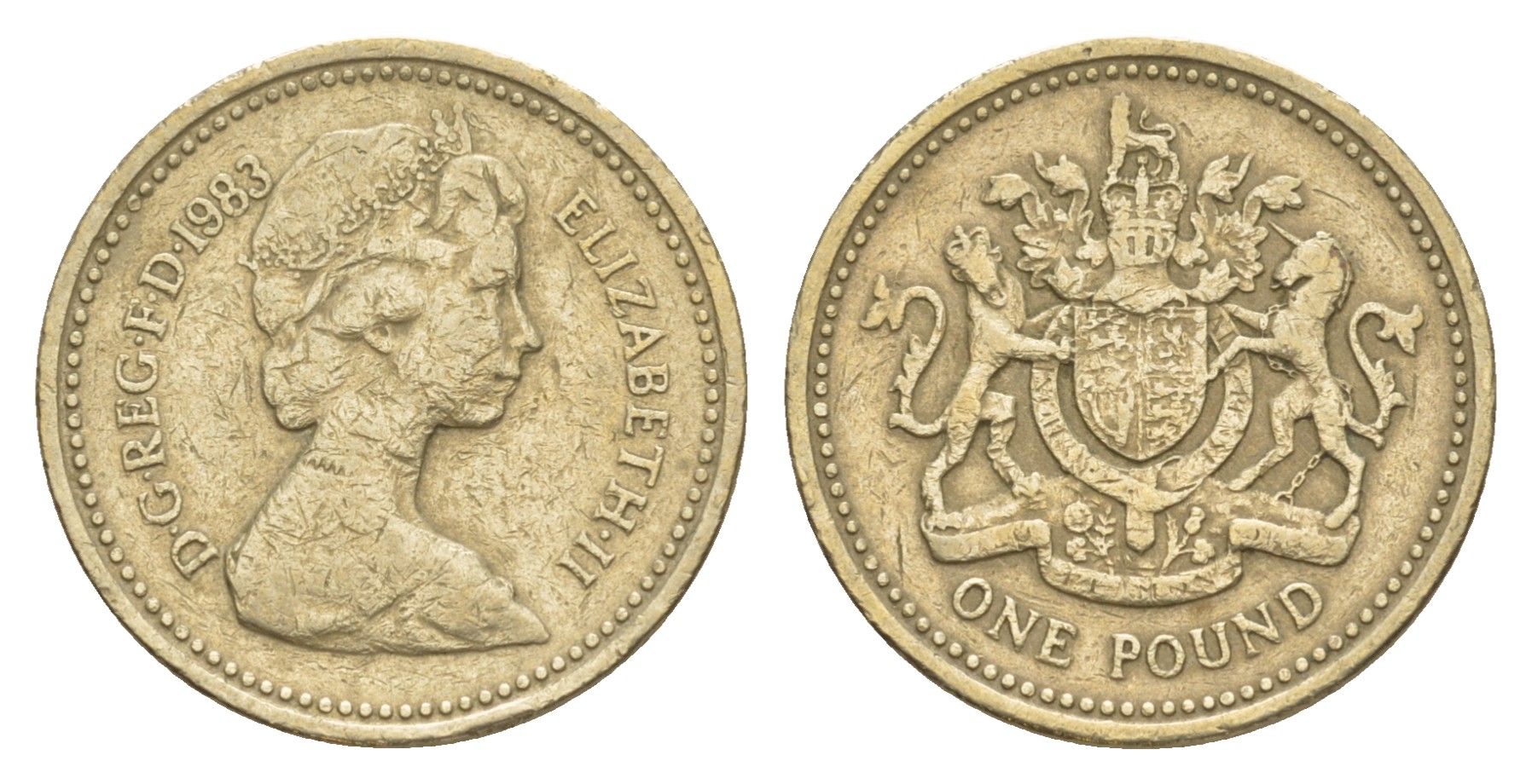 Великобритания 1 фунт 1983 Елизавета II (1952-2022) KM 933, Spink 4221 никель латунь 4638-741