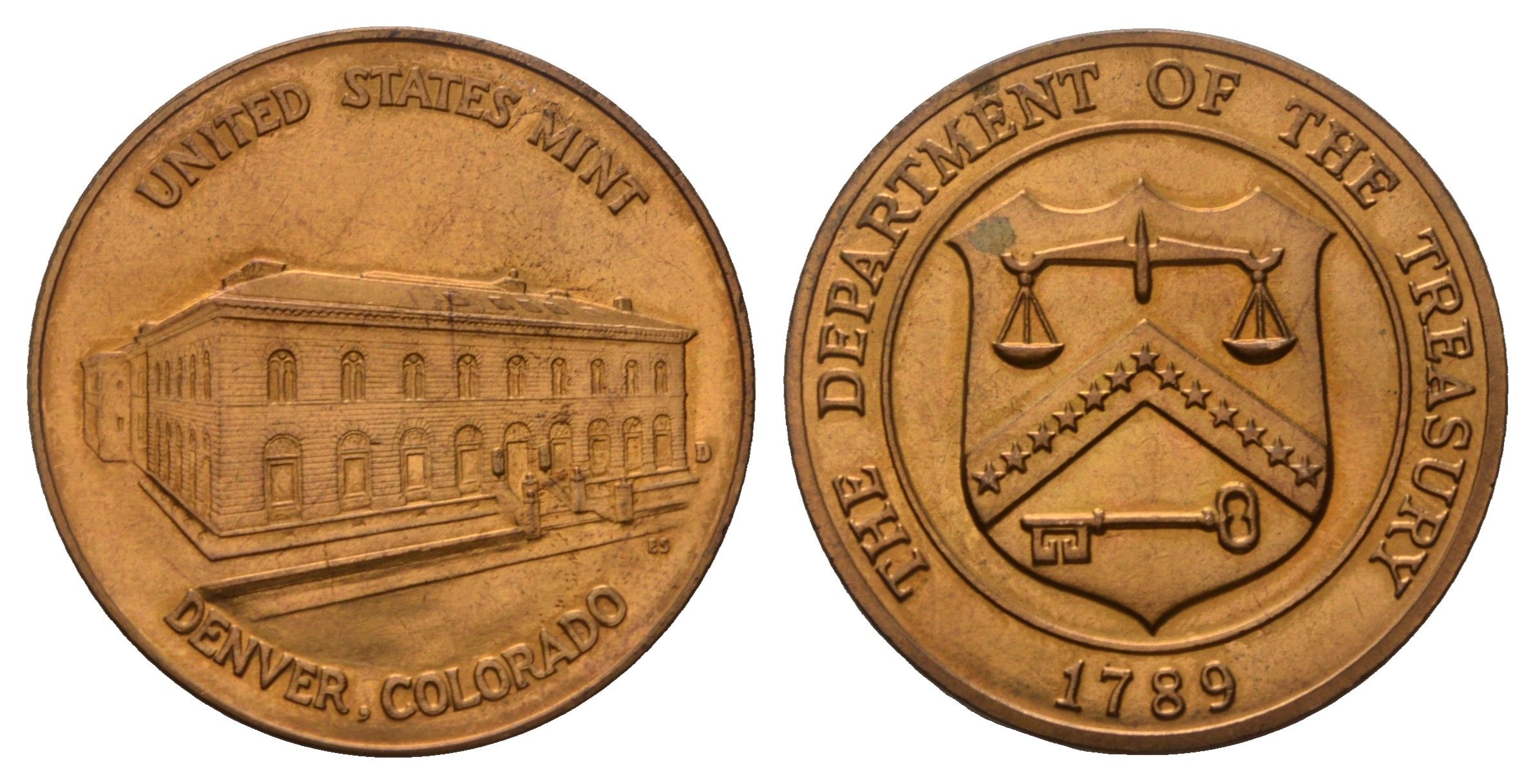 США жетон монетного двора Денвер (D) ND (1970-1989) диаметр 38 мм, вес 25,8 гр бронза 1076-7-11