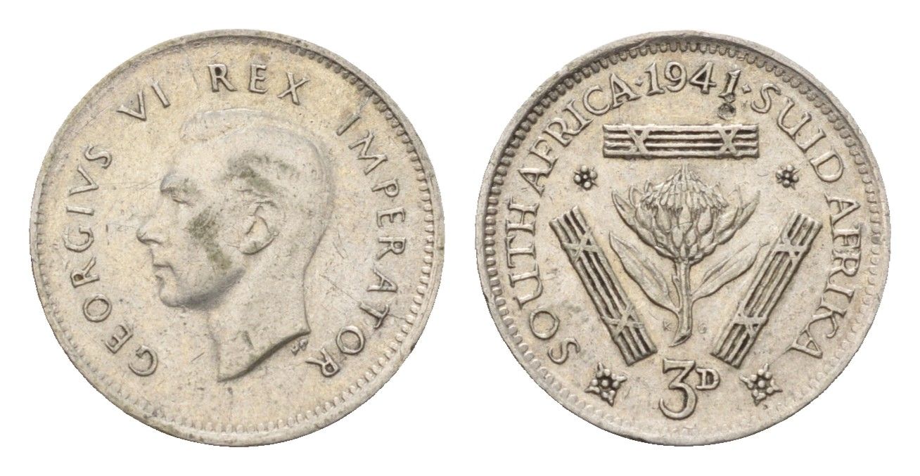 ЮАР 3 пенса 1941 Георг VI (1936-1952) KM 26 серебро 4564-729