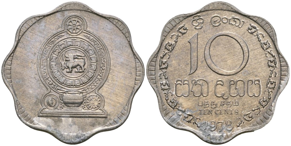 Шри-Ланка 10 центов 1978 KM 140a алюминий 4135-1221