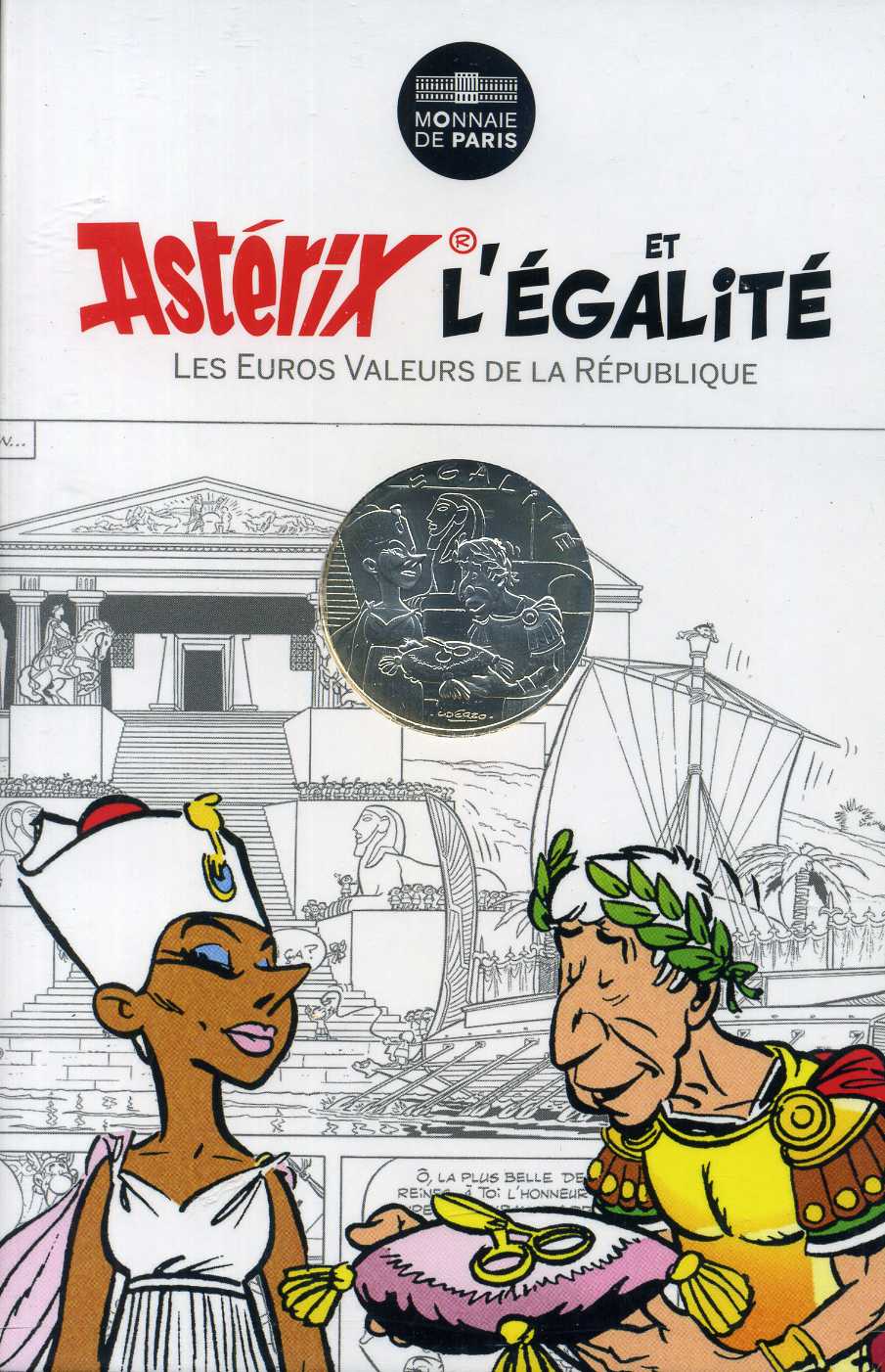 Франция 10 евро 2015 серия Астерикс и свобода, Юлий Цезарь (Julius Cesar) и Клеопатра (Cleopatra), в оригинальном буклете KM NEW серебро UNC 1-4-3-29
