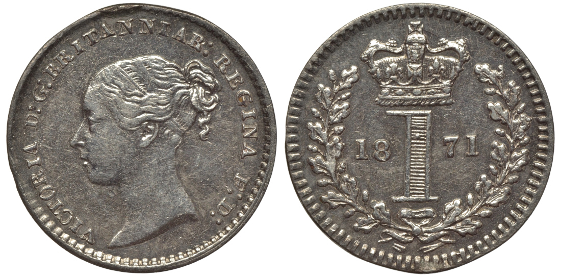 Великобритания 1 пенни 1871 Виктория (1837-1901) KM 727, Spink 3920 серебро PROOFLIKE 1523-1335