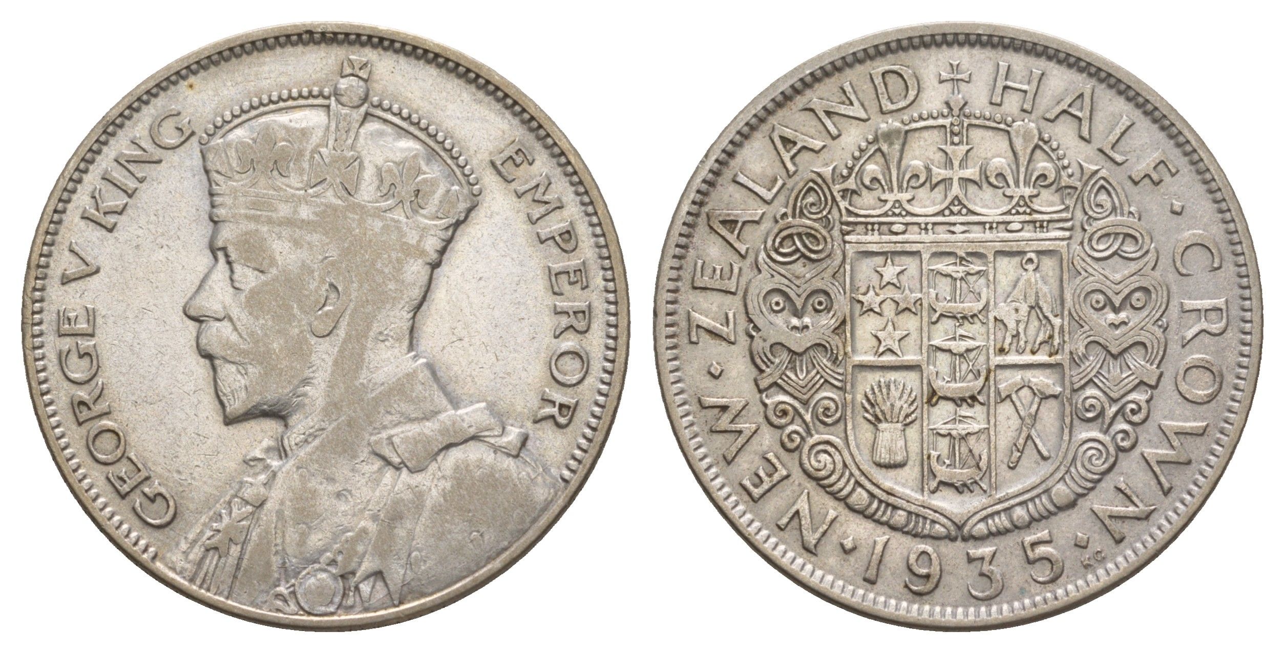 Новая Зеландия 1/2 кроны 1935 Георг V (1910-1936) KM 5 серебро 413-1115