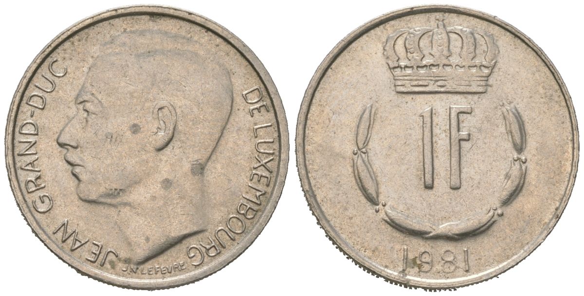 Люксембург 1 франк 1981 KM 55 медно-никель 4617-1118