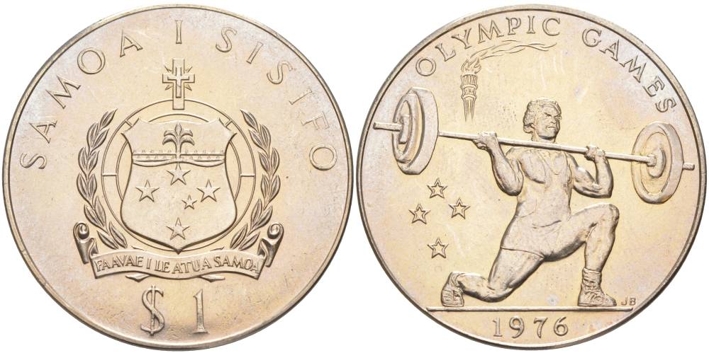 Самоа 1 тала 1976 Летние олимпийские игры 1976 года в Монреале, штангист KM 22 медно-никель аUNC 00-00