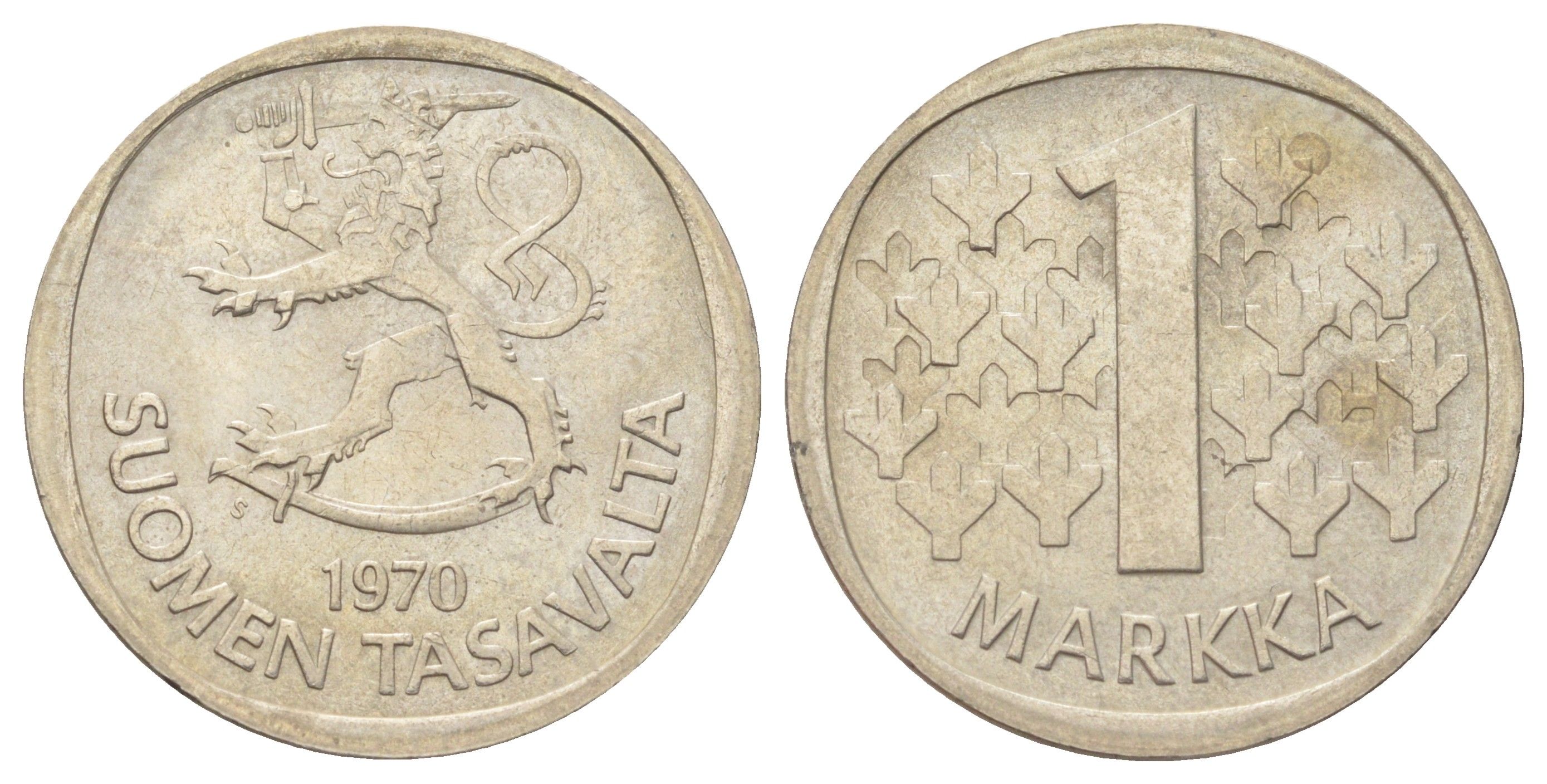 Финляндия 1 марка 1970 KM 49a медно-никель 4666-827