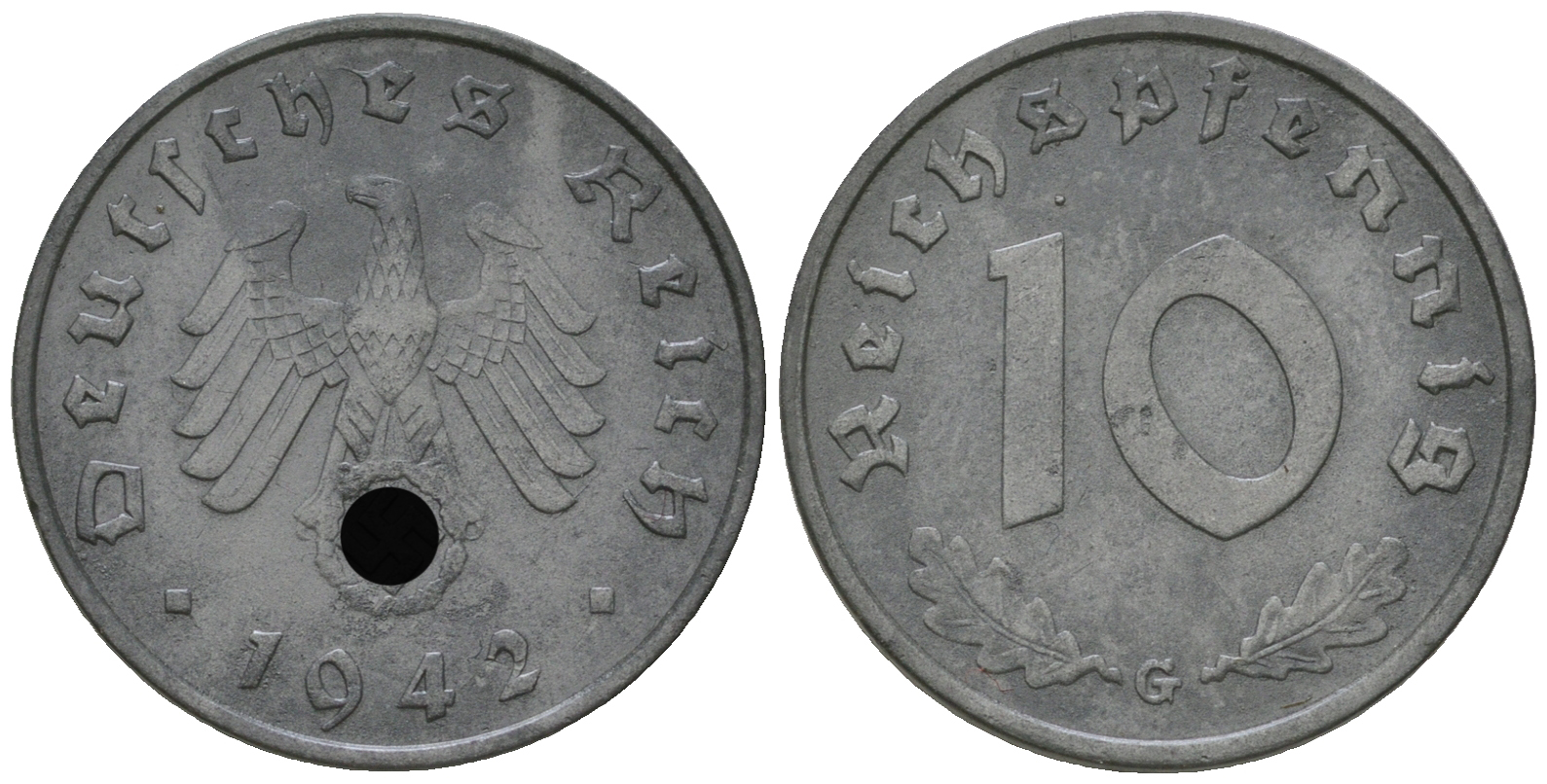 Германия 10 рейхспфеннигов 1942 G KM 101, J.371 цинк    4641-432