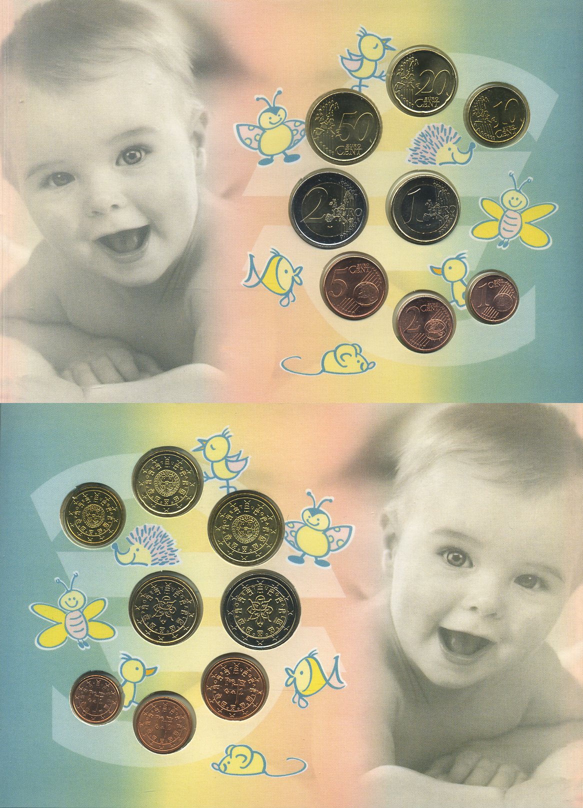 Португалия евронабор из 8 монет 2002 серия Год ребенка, в оригинальном картонном буклете UNC 1-4-2-04