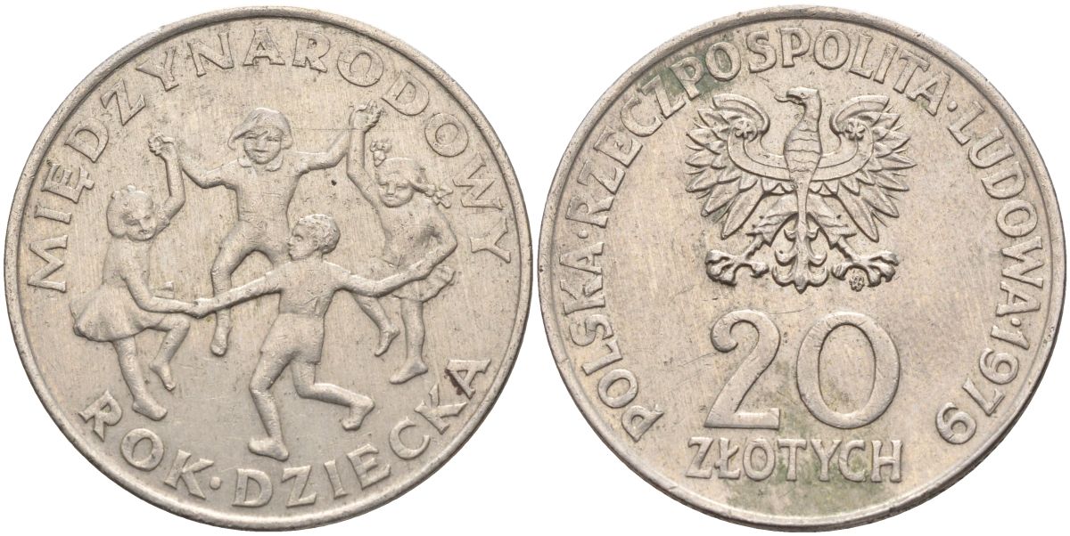 Польша 20 злотых 1979 Международный год детей Y 99 медно-никель 4565-846
