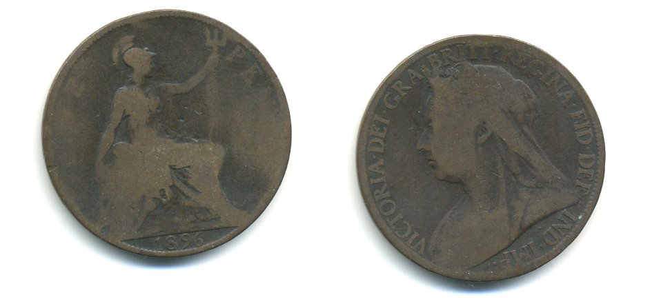 Великобритания 1 пенни 1896 Виктория (1837-1901) KM 790, Spink 3961 бронза 59-933