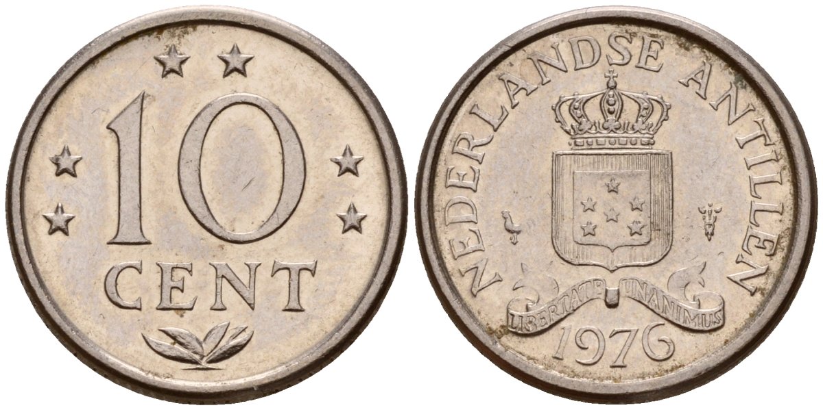 Нидерландские Антилы 10 центов 1976 Юлиана (1948-1980) KM 10 никель 4174-839