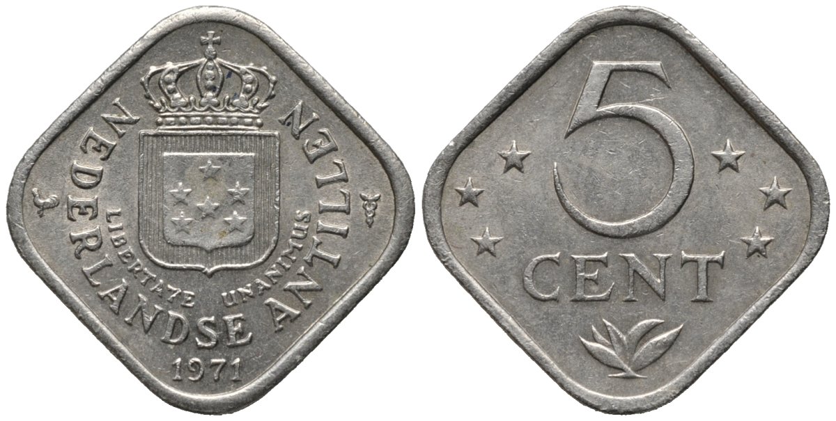 Нидерландские Антилы 5 центов 1971 Юлиана (1948-1980) KM 13 медно-никель 4576-1241