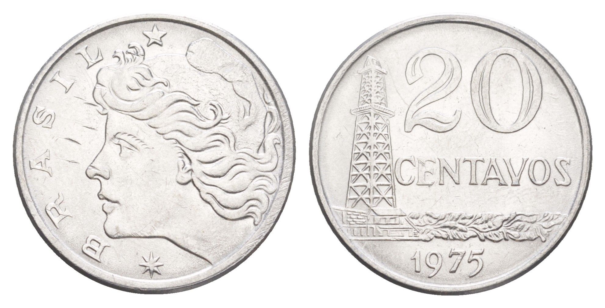 Бразилия 20 сентаво 1975 KM 579.1a нержавеющая сталь UNC 4642-1044