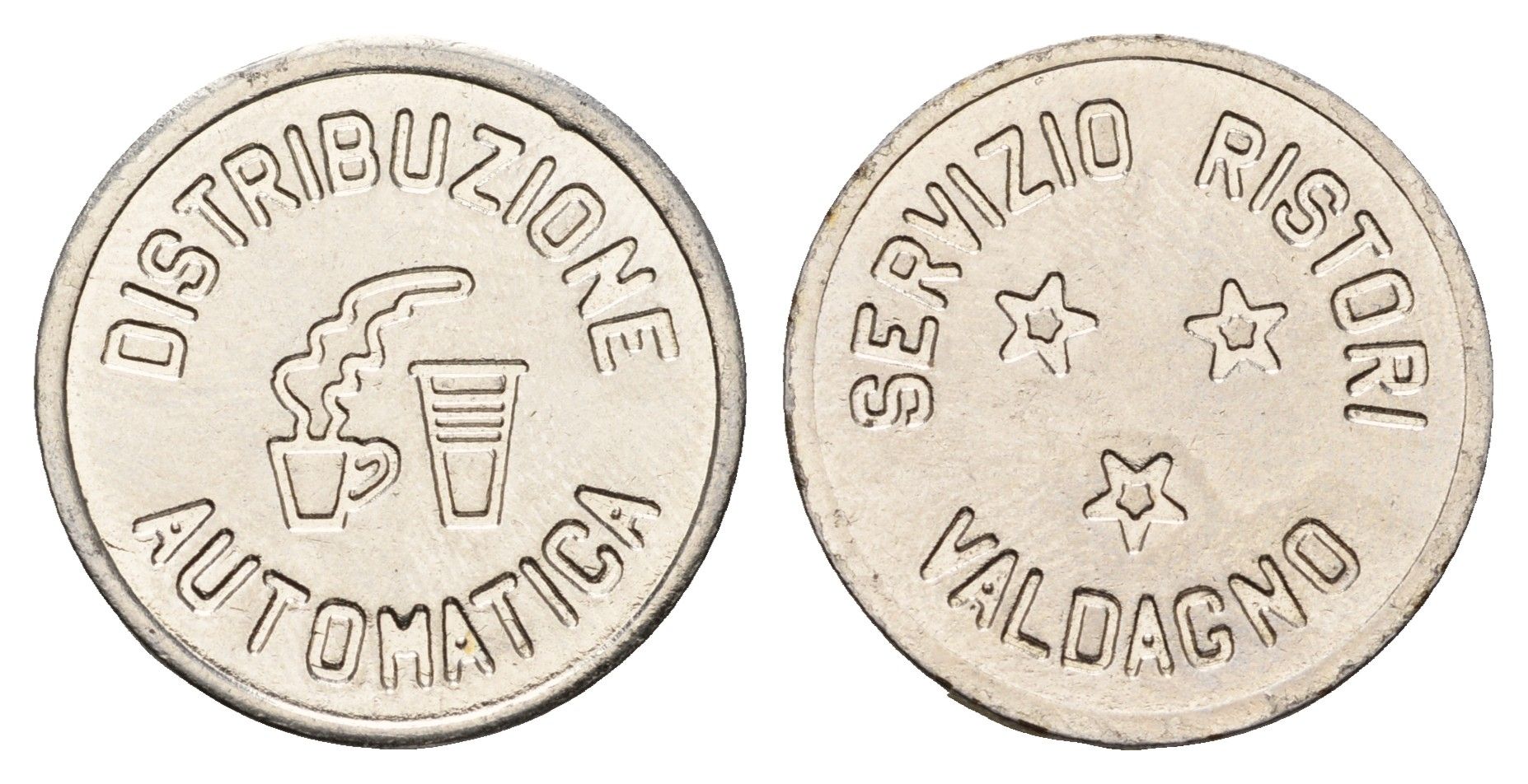 Италия жетон для выдачи напитков - кофе диаметр 23,5 мм, вес 6,6 гр нержавеющая сталь 4670-947