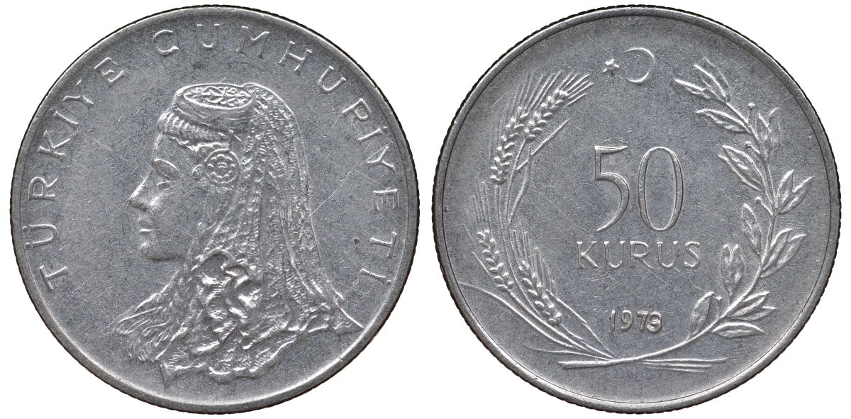 ТУРЦИЯ 50 КУРУШ 1973 KM 899 сталь 62-936