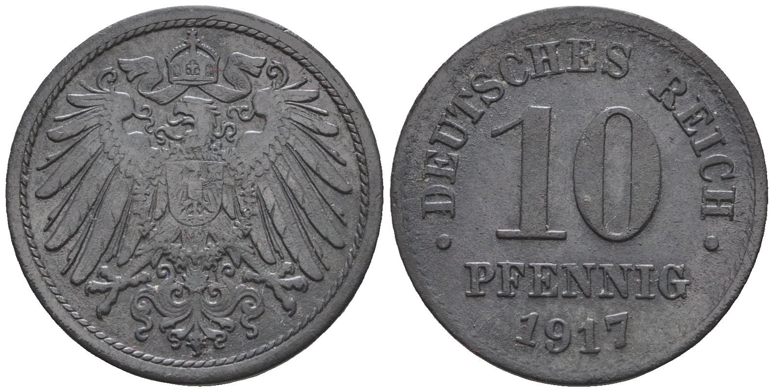 Германия 10 пфеннигов 1917 KM 26, J. 299 цинк 85-232