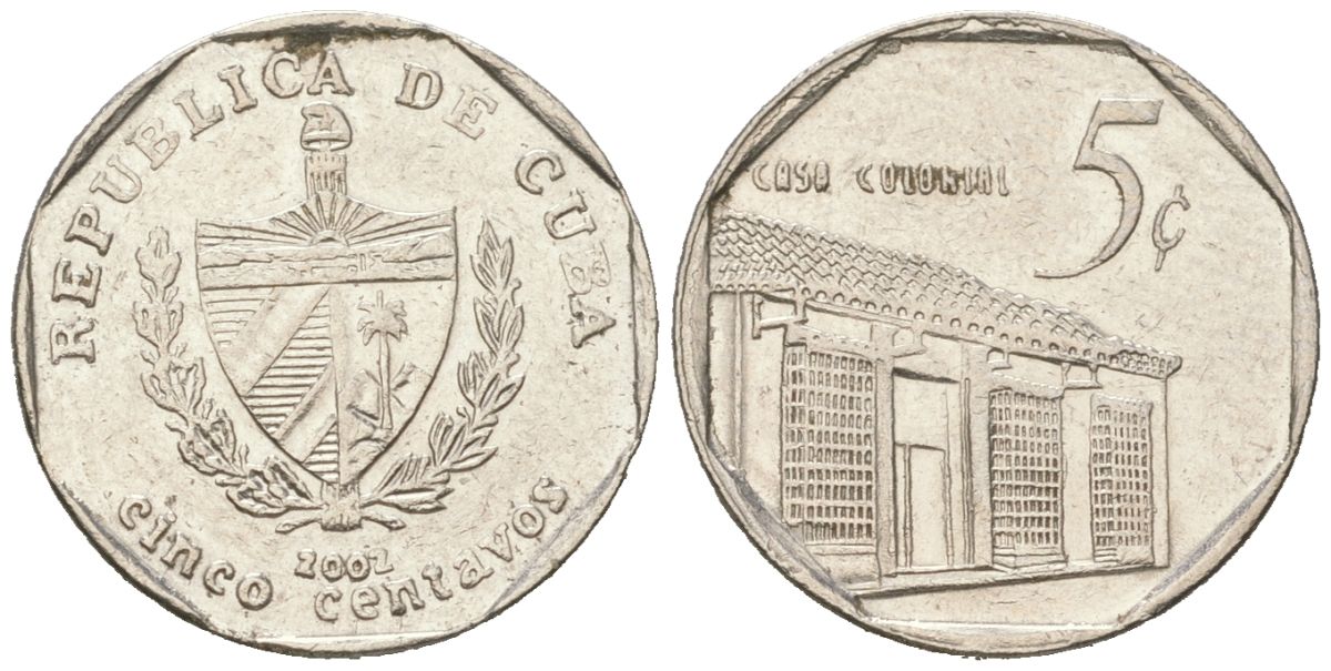 Куба 5 сентаво 2002 колониальный дом KM?575.2, Schoen?713, JMA?MC19 сталь плакированная никелем aUNC 4618-156