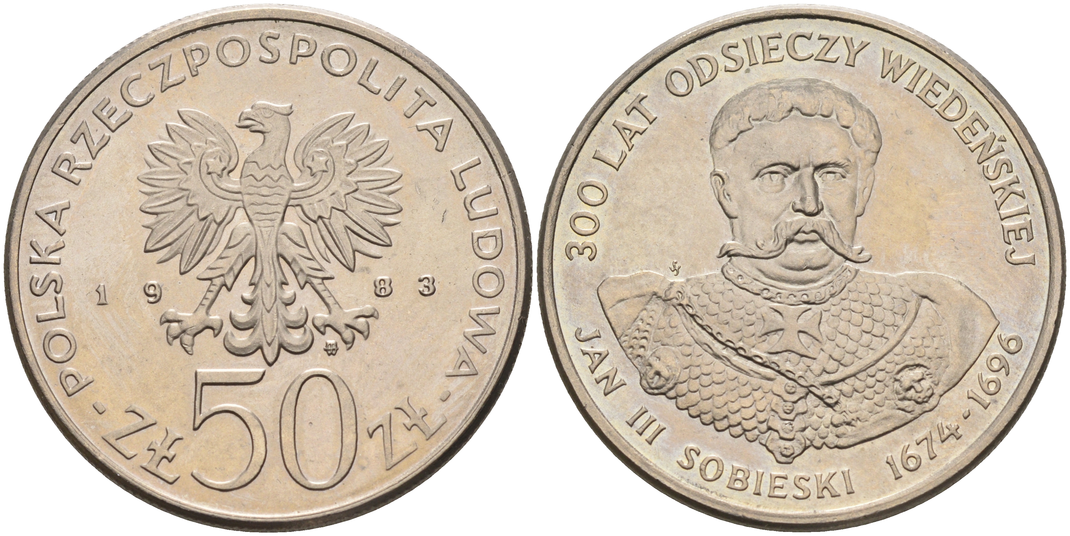 Польша 50 злотых 1983 MW, серия Польские короли, Ян III Собеский (1674-1696) KM 145, ParchImowicz 265 медно-никель  UNC  4149-213