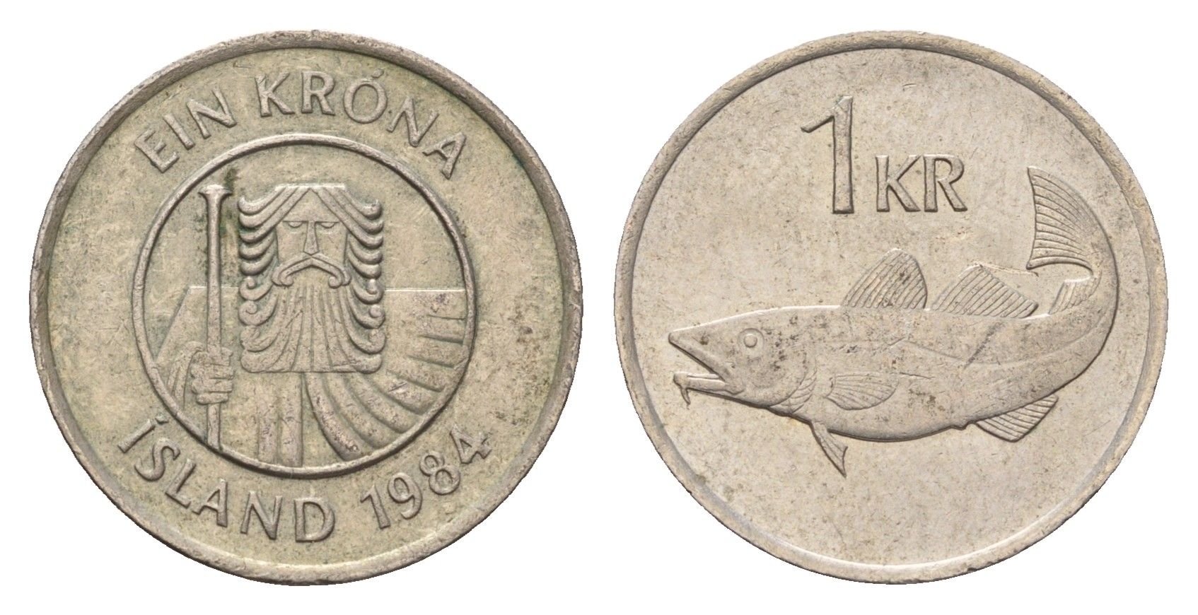 Исландия 1 крона 1984 треска KM 27 медно-никель 4687-831