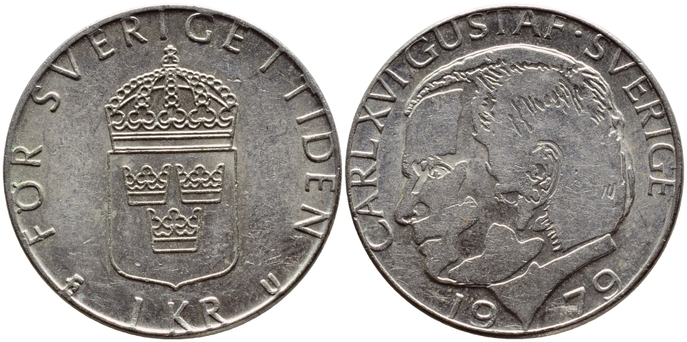 Швеция 1 крона 1979 Карл XVI Густав (1973- ) KM 852 медь плакированная медно-никелем 56-1114