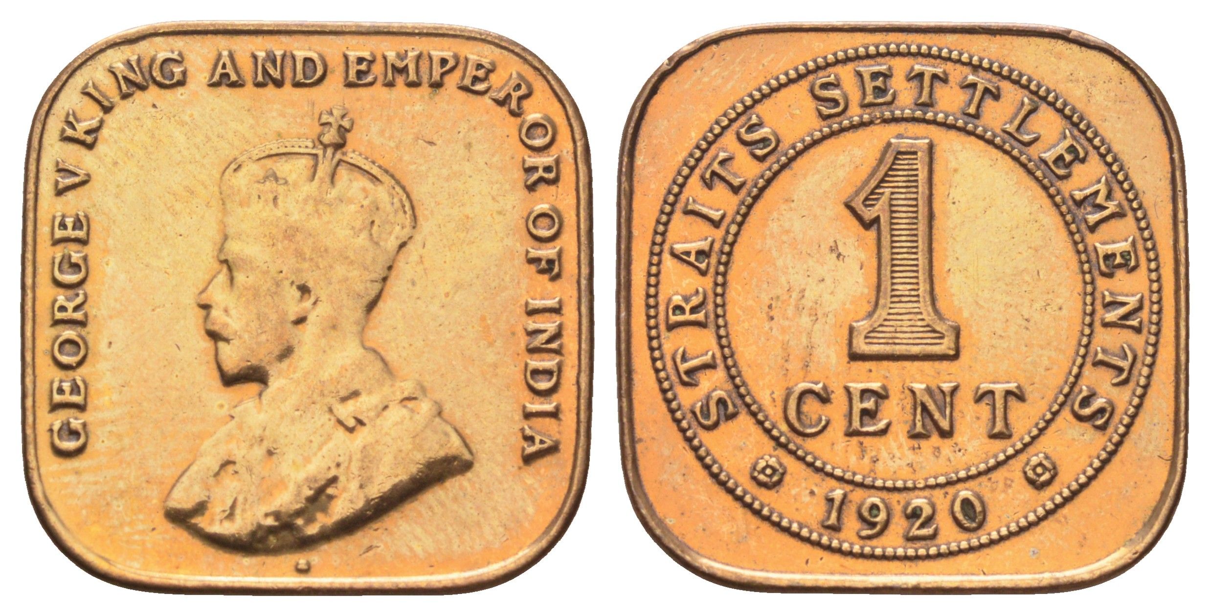Стрейтс-Сетлментс (Стрейтс Сетлментс) 1 цент 1920 Георг V (1910-1936) KM 32 бронза 4697-1237