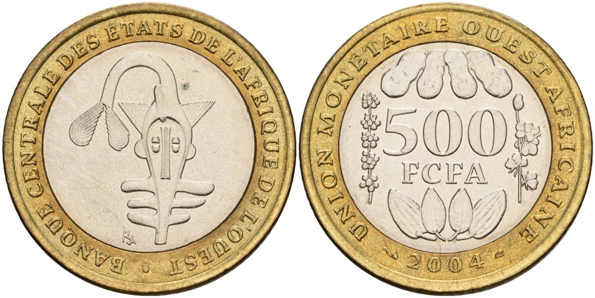 Западная Африка (BCEAO) 500 франков 2004 KM 15 биметалл UNC 4185-143