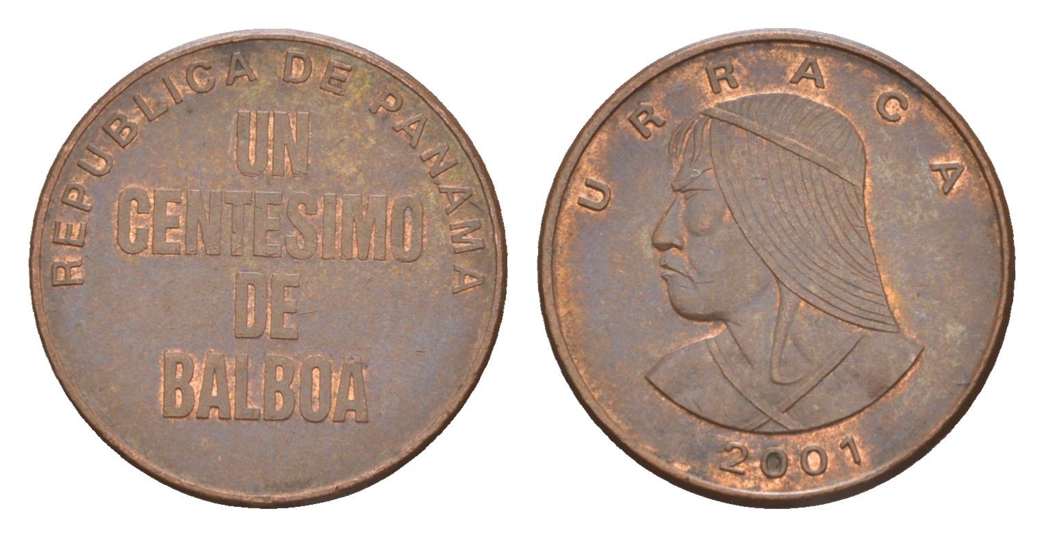Панама 1 сентесимо 2001 KM 125 цинк плакированная медью 4644-631