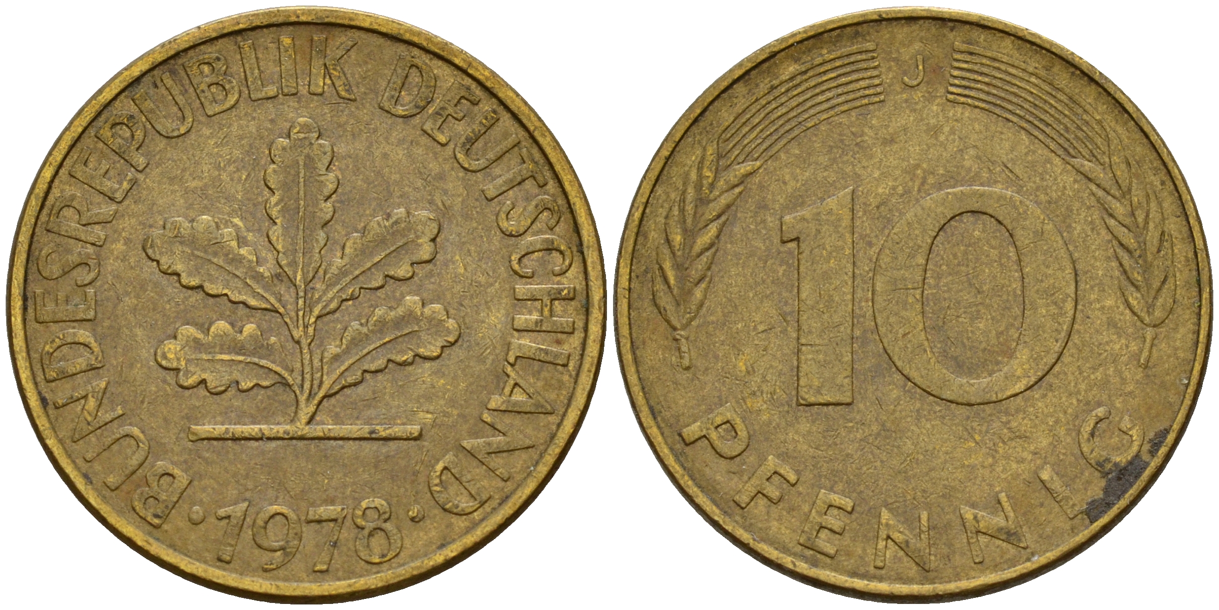 ФРГ 10 пфеннигов 1978 J J. 383, KM 108 сталь плакированная латунью    4603-444