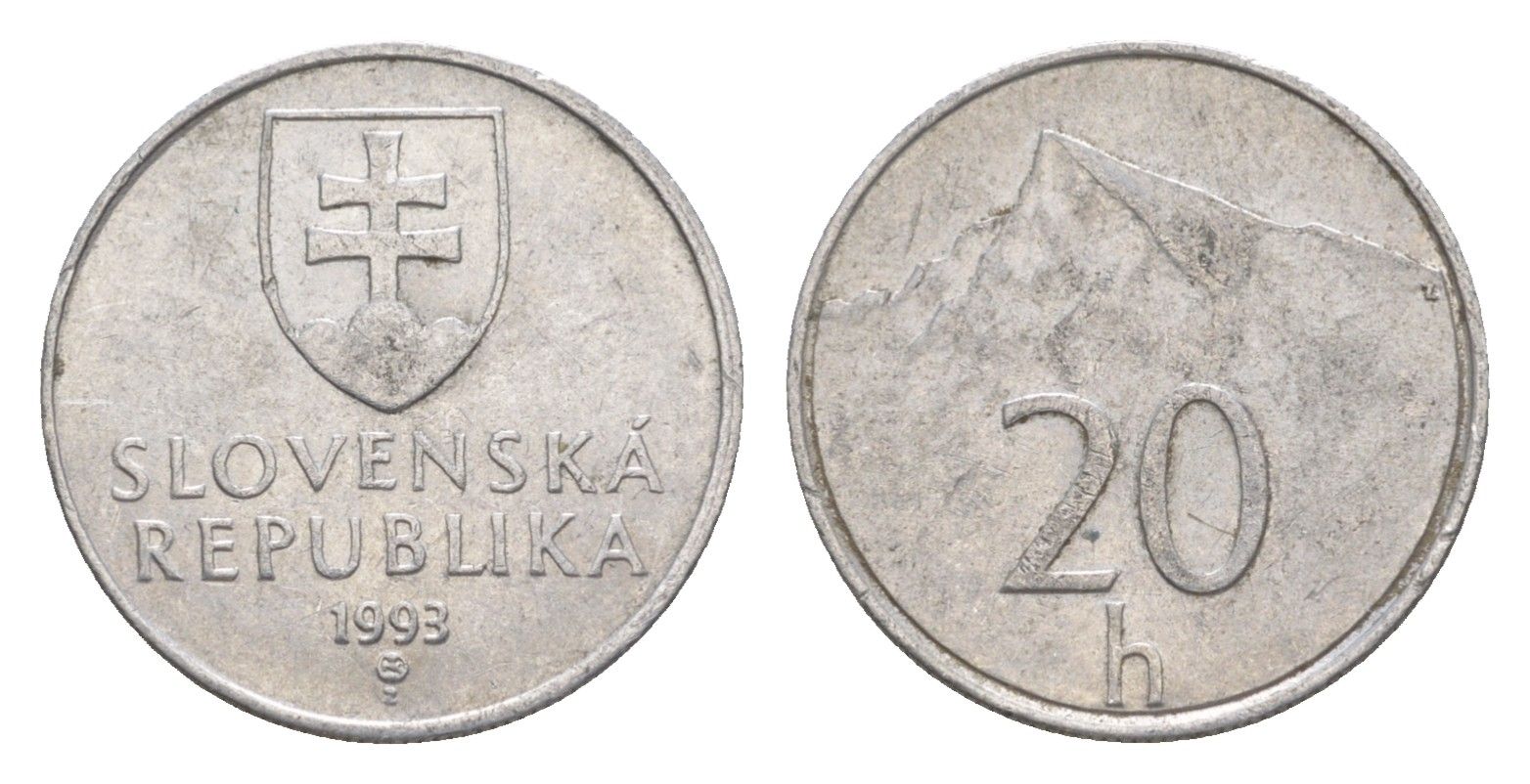 Словакия 20 геллеров 1993 MK KM 18 алюминий 4649-546